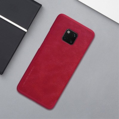 Prabangus „Nillkin“ Qin serijos raudonas odinis atverčiamas Huawei Mate 20 Pro dėklas / Priedai.lt