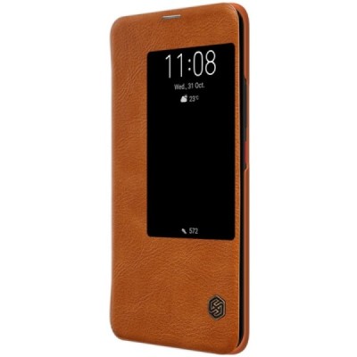 Greznais „Nillkin“ Qin sērijas ādas atvērams brūns Huawei Mate 20 Pro maciņš / Vacins.lv