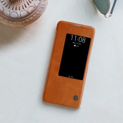 Greznais „Nillkin“ Qin sērijas ādas atvērams brūns Huawei Mate 20 Pro maciņš / Vacins.lv