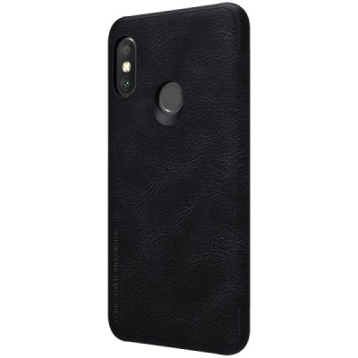 Prabangus „Nillkin“ Qin serijos juodas odinis atverčiamas Xiaomi Redmi 6 Pro (Mi A2 Lite) dėklas / Priedai.lt