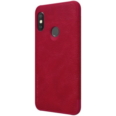Greznais „Nillkin“ Qin sērijas ādas atvērams sarkans Xiaomi Redmi 6 Pro (Mi A2 Lite) maciņš / Vacins.lv
