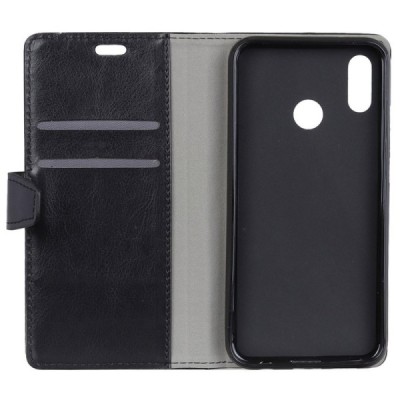 Xiaomi Redmi 6 Pro (Mi A2 Lite) atverčiamas juodas odinis dėklas, knygutė - piniginė / Priedai.lt