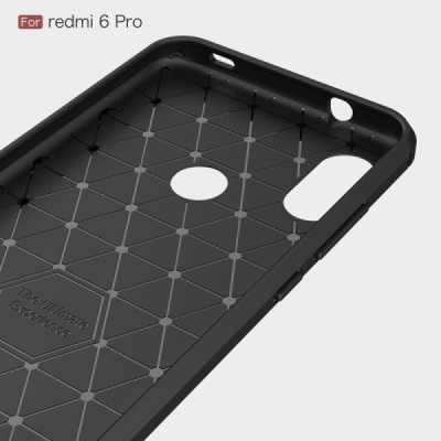 Xiaomi Redmi 6 Pro (Mi A2 Lite) „Carbon“ kieto silikono TPU juodas dėklas - nugarėlė / Priedai.lt