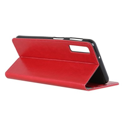 Samsung Galaxy A7 2018 atvēramais ādas sarkans maciņš, grāmata (maks) / Vacins.lv