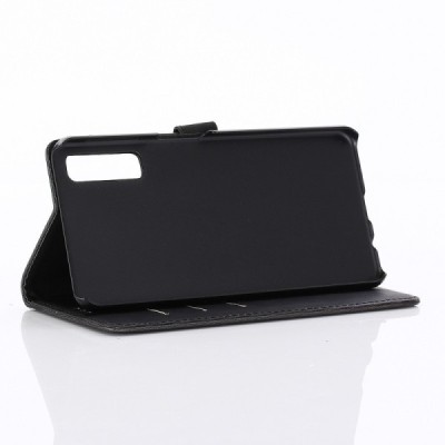 Samsung Galaxy A7 2018 atverčiamas juodas odinis retro dėklas - piniginė / Priedai.lt