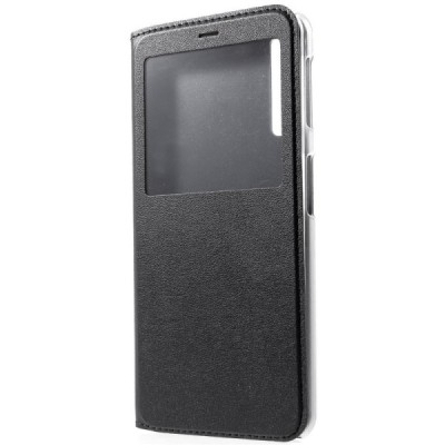 Samsung Galaxy A7 2018 atverčiamas juodas dėklas su langeliu / Priedai.lt