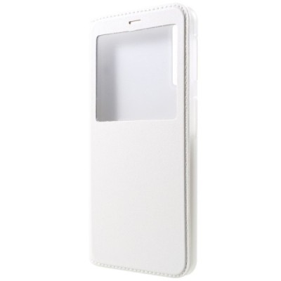 Samsung Galaxy A7 2018 atverčiamas baltas dėklas su langeliu / Priedai.lt