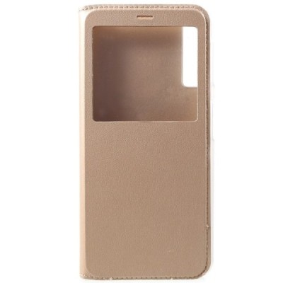 Samsung Galaxy A7 2018 atverčiamas auksinis dėklas su langeliu / Priedai.lt