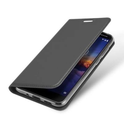 Nokia 3.1 (2018) „Dux Ducis“ Skin sērijas melns ādas atvērams maciņš / Vacins.lv