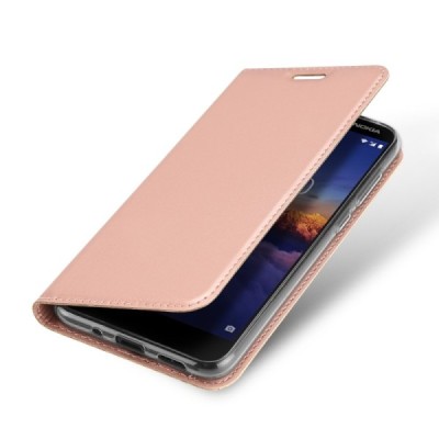 Nokia 3.1 (2018) „Dux Ducis“ Skin sērijas rozs ādas atvērams maciņš / Vacins.lv