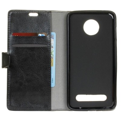 Motorola Moto Z3 Play atverčiamas juodas odinis dėklas - piniginė / Priedai.lt