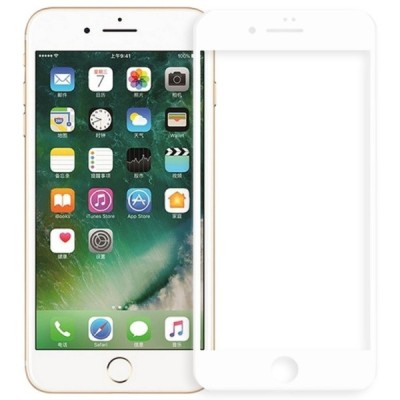 Apple iPhone 7 ir Apple iPhone 8 „4D“ 9H Tempered Glass sustiprintos apsaugos baltas pilnai dengiantis apsauginis ekrano stiklas
