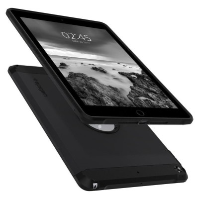 Apple iPad 9.7" 2017 (iPad 9.7" 2018) „Spigen“ Tough Armor sustiprintos apsaugos dėklas - juodas - nugarėlė / Priedai.lt