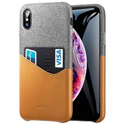 „ESR“ Metro Apple iPhone Xs Max rudas, pilkas odinis dėklas - nugarėlė su kišenėle kortelėms / Priedai.lt