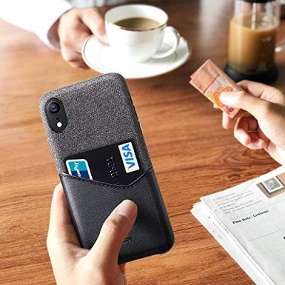 Apple iPhone Xr „ESR“ Metro melns, peleks ādas apvalks ar iebūvētu karšu turētāju / Vacins.lv