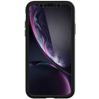 Apple iPhone Xr „Spigen“ Thin Fit 360 melns futrālis + ekrāna aizsargstikls / Vacins.lv