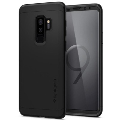 Samsung Galaxy S9+ (G965) „Spigen“ Thin Fit 360 melns futrālis + ekrāna aizsargstikls / Vacins.lv