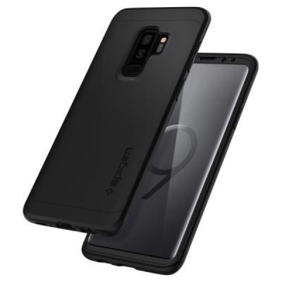 Samsung Galaxy S9+ (G965) „Spigen“ Thin Fit 360 melns futrālis + ekrāna aizsargstikls / Vacins.lv