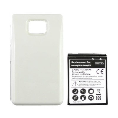 Samsung Galaxy S2 i9100 akumulators (3500 mAh) + balts aizmugurējs vāciņš / Vacins.lv