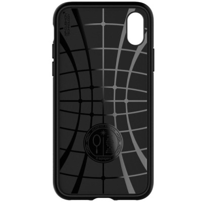 Apple iPhone X (iPhone Xs) „Spigen“ Liquid Air melns cieta silikona apvalks / vacins.lv