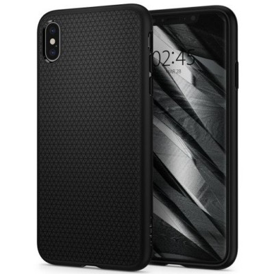 Apple iPhone Xs Max „Spigen“ Liquid Air melns cieta silikona apvalks / vacins.lv