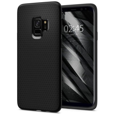 Samsung Galaxy S9 (G960) „Spigen“ Liquid Air melns cieta silikona apvalks / vacins.lv