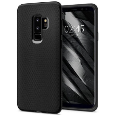 Samsung Galaxy S9+ (G965) „Spigen“ Liquid Air melns cieta silikona apvalks / vacins.lv