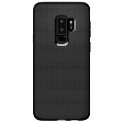 Samsung Galaxy S9+ (G965) „Spigen“ Liquid Air melns cieta silikona apvalks / vacins.lv