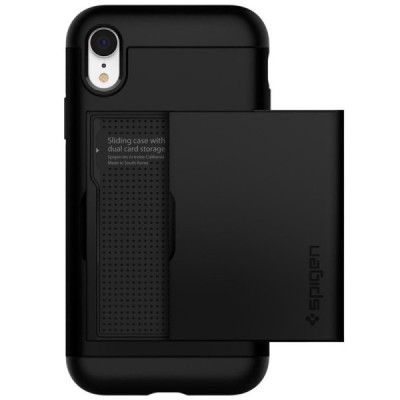 Apple iPhone Xr „Spigen“ Slim Armor CS melns silikons apvalks / vacins.lv