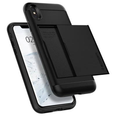 „Spigen“ Slim Armor CS Apple iPhone Xs Max juodas kieto silikono dėklas / Priedai.lt
