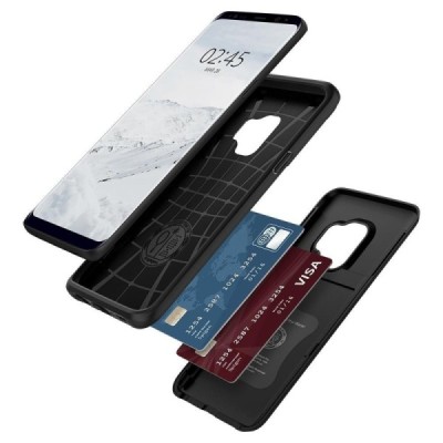 „Spigen“ Slim Armor CS Samsung Galaxy S9 (G960) juodas kieto silikono dėklas / Priedai.lt
