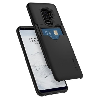 Samsung Galaxy S9+ (G965) „Spigen“ Slim Armor CS melns silikons apvalks / vacins.lv