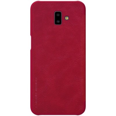 Prabangus „Nillkin“ Qin serijos raudonas odinis atverčiamas Samsung Galaxy J6+ 2018 (J610) dėklas / Priedai.lt