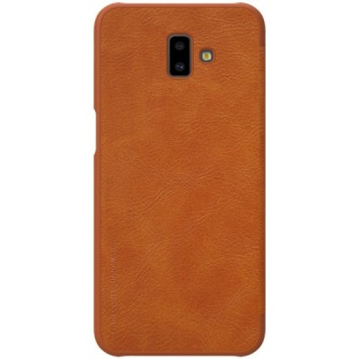 Greznais „Nillkin“ Qin sērijas ādas atvērams brūns Samsung Galaxy J6+ 2018 (J610) maciņš / Vacins.lv