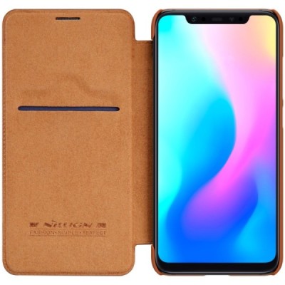 Greznais „Nillkin“ Qin sērijas ādas atvērams brūns Xiaomi Mi 8 maciņš / Vacins.lv