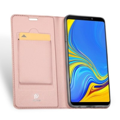 Samsung Galaxy A9 2018 (A9 Star Pro) „Dux Ducis“ Skin sērijas rozs ādas atvērams maciņš / Vacins.lv