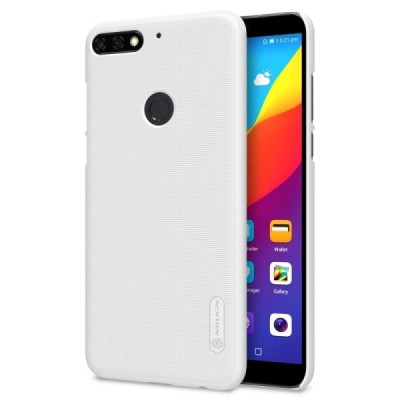 Huawei Honor 7C Nillkin Frosted Shield baltas plastikinis dėklas + apsauginė ekrano plėvelė / Priedai.lt