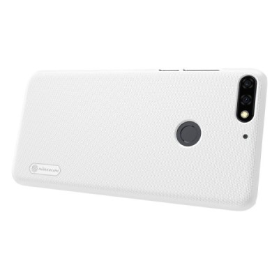 Huawei Honor 7C Nillkin Frosted Shield baltas plastikinis dėklas + apsauginė ekrano plėvelė / Priedai.lt
