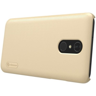 LG Q7 Nillkin Frosted Shield zelta plastmasas futrālis + ekrāna aizsargplēve / Vacins.lv