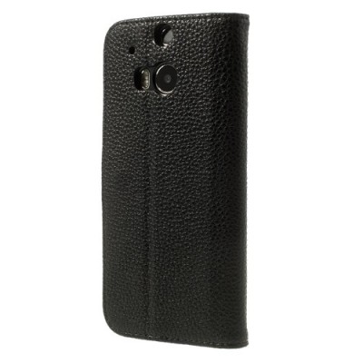 „Lychee“ HTC One M8 juodas odinis atverčiamas dėklas / Priedai.lt