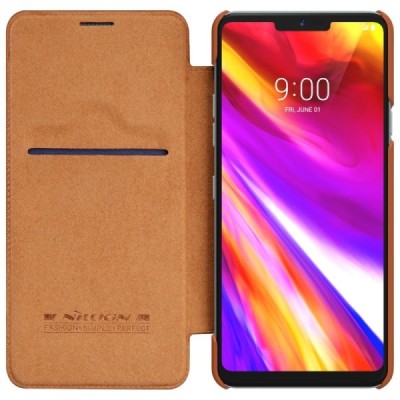 Greznais „Nillkin“ Qin sērijas ādas atvērams brūns LG G7 ThinQ maciņš / Vacins.lv