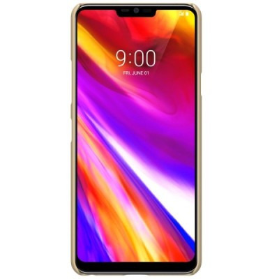 LG G7 ThinQ Nillkin Frosted Shield auksinis plastikinis dėklas + apsauginė ekrano plėvelė / Priedai.lt