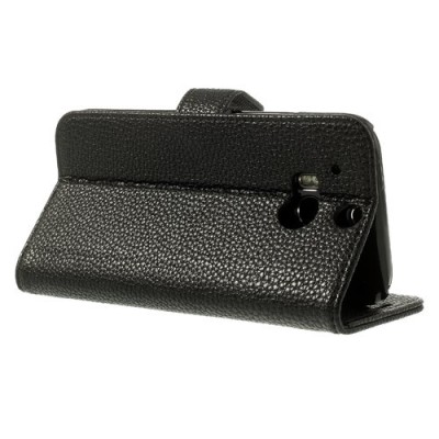 „Lychee“ HTC One M8 juodas odinis atverčiamas dėklas / Priedai.lt