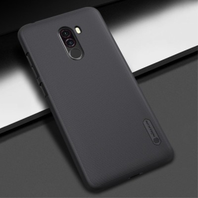 Xiaomi Pocophone F1 Nillkin Frosted Shield melns plastmasas apvalks / vacins.lv