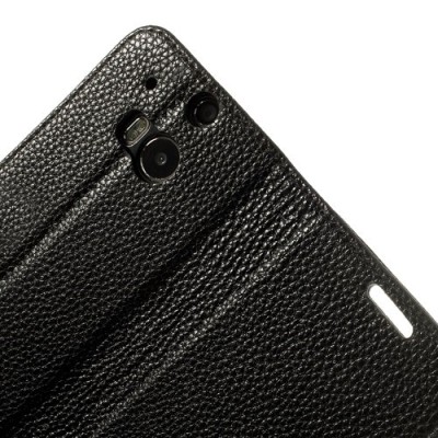 „Lychee“ HTC One M8 juodas odinis atverčiamas dėklas / Priedai.lt