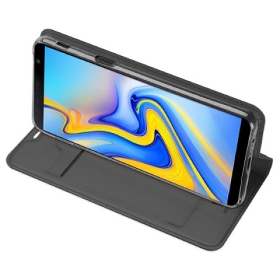 Samsung Galaxy J6+ 2018 (J610) „Dux Ducis“ Skin sērijas melns ādas atvērams maciņš / Vacins.lv