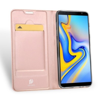 Samsung Galaxy J6+ 2018 (J610) „Dux Ducis“ Skin sērijas rozs ādas atvērams maciņš / Vacins.lv