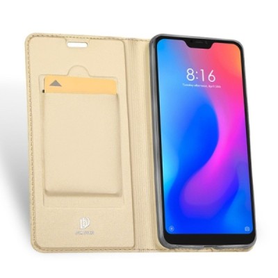 Xiaomi Redmi 6 Pro (Mi A2 Lite) „Dux Ducis“ Skin sērijas zelta ādas atvērams maciņš / Vacins.lv