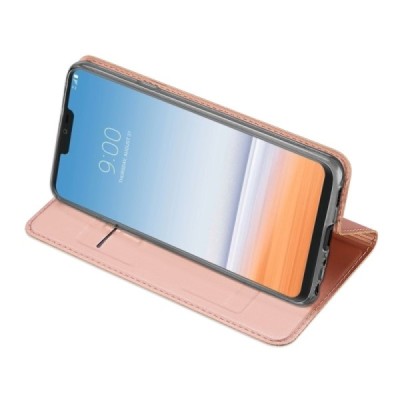 „Dux Ducis“ Skin serijos LG G7 ThinQ rožinis odinis atverčiamas dėklas / Priedai.lt