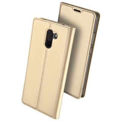 Xiaomi Pocophone F1 „Dux Ducis“ Skin sērijas zelta ādas atvērams maciņš / Vacins.lv
